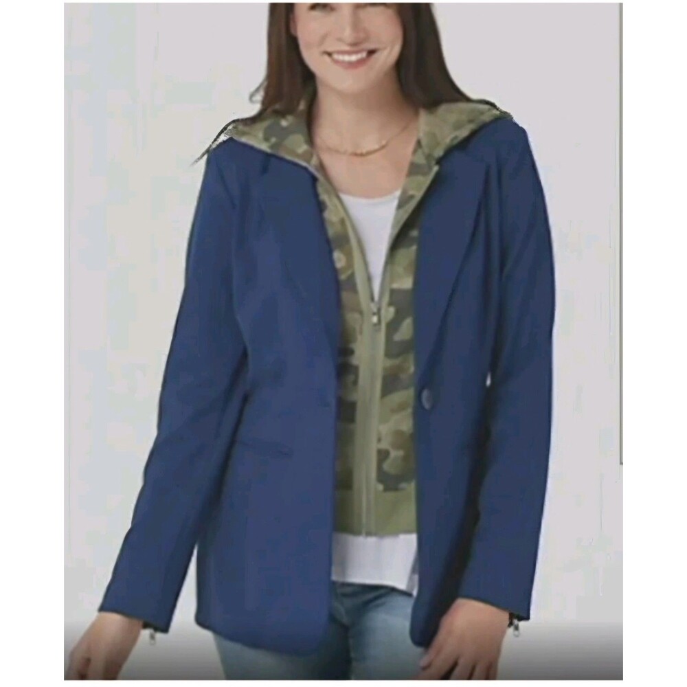 Peace Love World Ponte Blazer Camo Hooded Insert Women's 18w Shoulder Pads